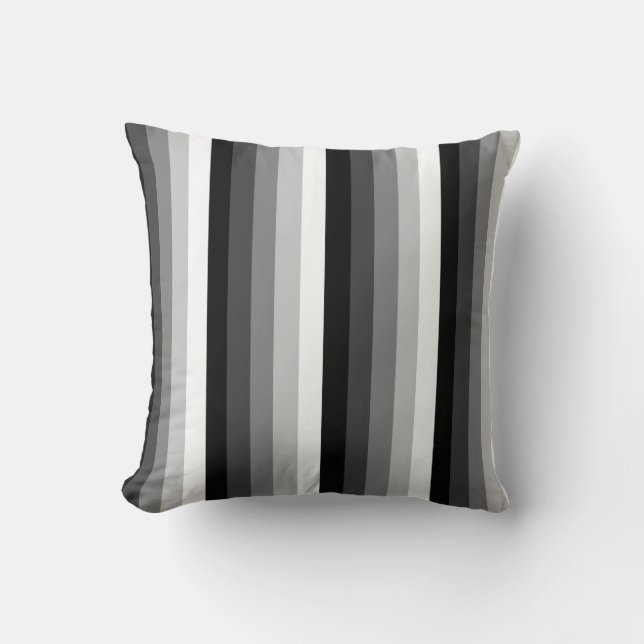 Black and white shadow stripes throw pillow (Front)