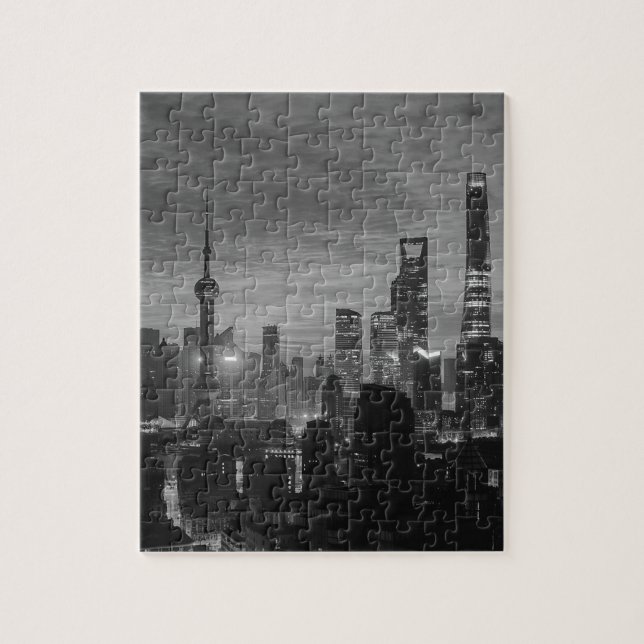 Black and White Shanghai Jigsaw Puzzle (Vertical)
