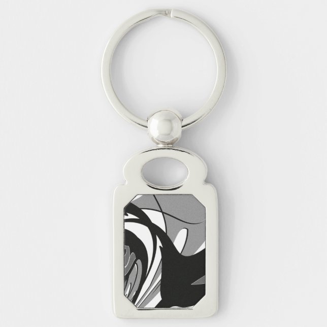 Black and White Shape Art Keychain (Front)