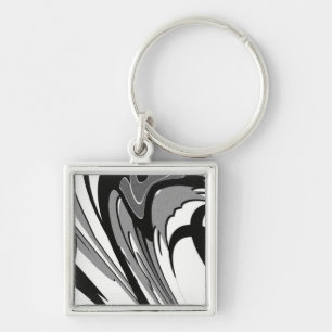 Black and White Shape Art Keychain
