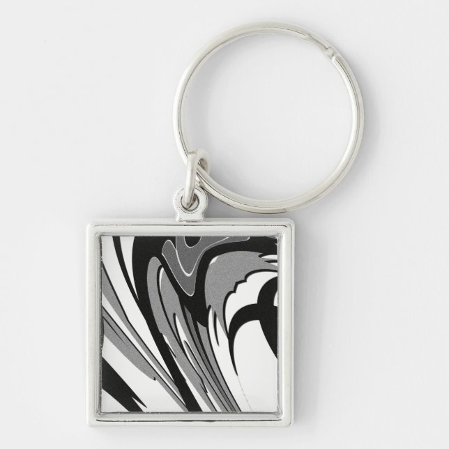 Black and White Shape Art Keychain (Front)