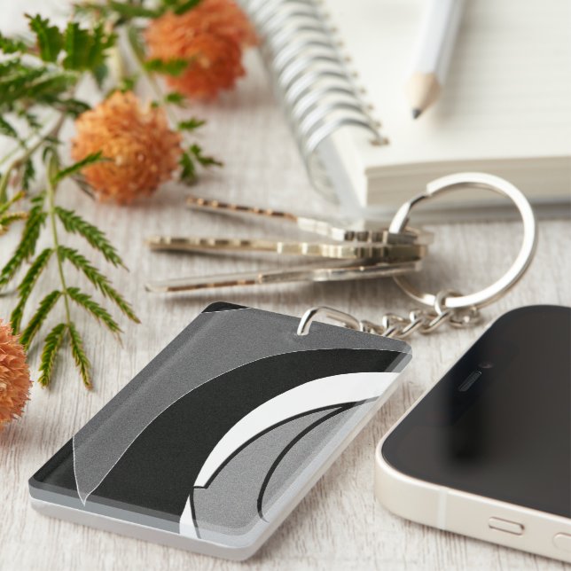 Black and White Shape Art Keychain (Front Right)
