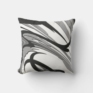 Black and White Shape Art Outdoor Pillow