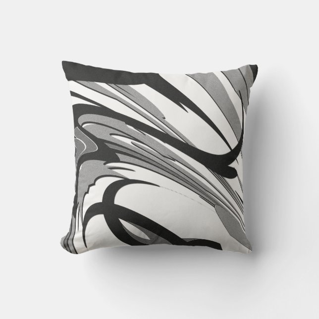 Black and White Shape Art Outdoor Pillow (Front)