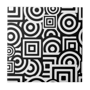Black and White Shapes Cool Tile