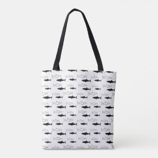 Black and White Shark Pattern Tote Bag