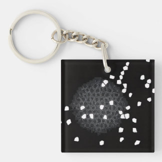 Black and White Shattered Puzzle Keychain