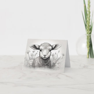 Black and White Sheep in the Flowers Easter Card
