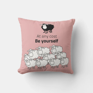 Black and white sheep throw pillow