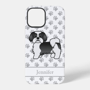 Black And White Shih Tzu Cute Cartoon Dog & Name iPhone 12 Pro Case