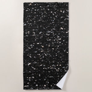 Black and white shiny glitter sparkles beach towel