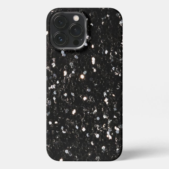 Black and white shiny glitter sparkles iPhone case (Back)