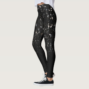 Black and white shiny glitter sparkles ombre leggings