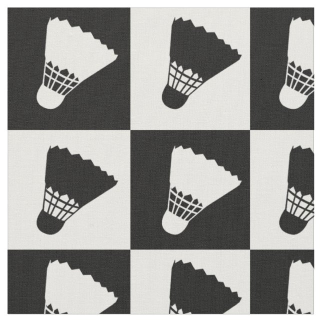Black and white  shuttlecocks (large tiles) fabric (Close Up)