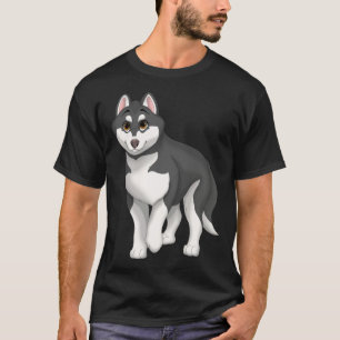 Black and White Siberian Husky Dog with Brown Eyes T-Shirt