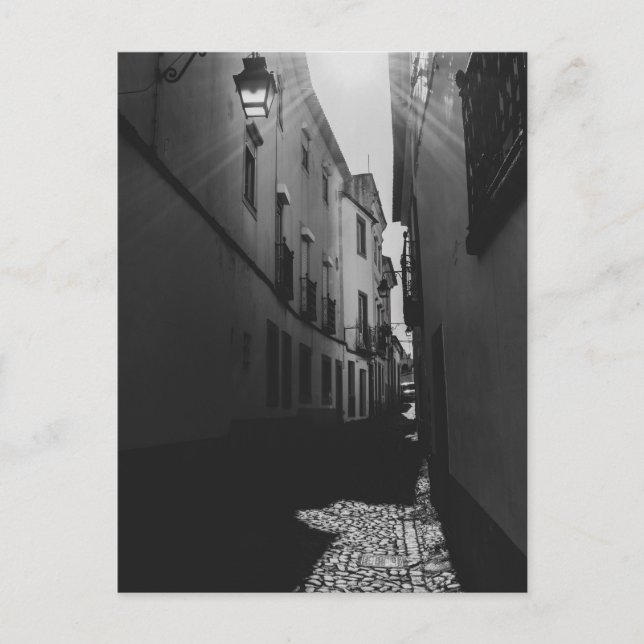Black and white side street postcard (Front)