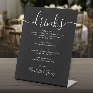 Black And White Signature Script Drinks Menu Pedestal Sign