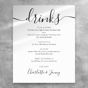 Black And White Signature Script Drinks Menu Sign