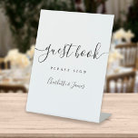 Black And White Signature Script Guest Book Pedestal Sign<br><div class="desc">This elegant black and white script minimalist guest book sign is perfect for all celebrations. Designed by Thisisnotme©</div>