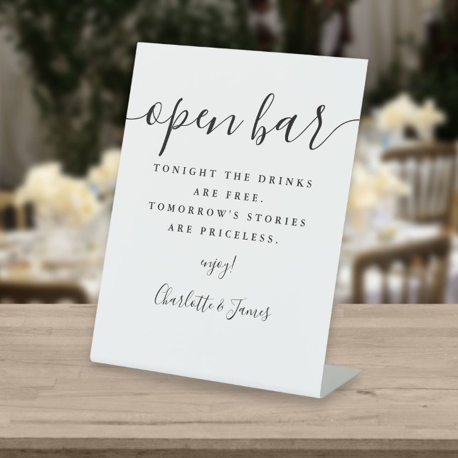 Black And White Signature Script Open Bar Pedestal Sign (Creator Uploaded)
