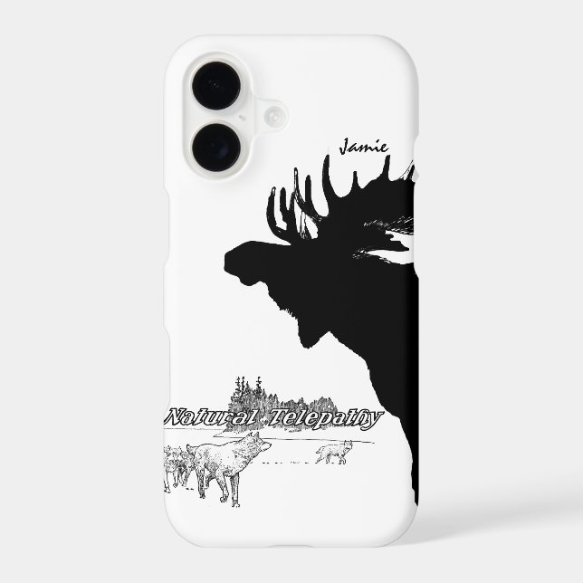 Black and White Silhouette Vintage Moose Wolf (Back)