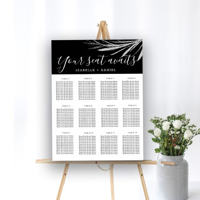  Black and White Silver Wedding Seating Charts (Creator Uploaded)
