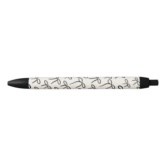 Black and White Simple Bows Pattern Black Ink Pen (Front)