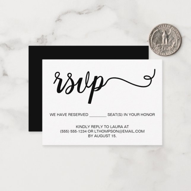 Black and white Simple budget Email Response  Card (Front/Back In Situ)