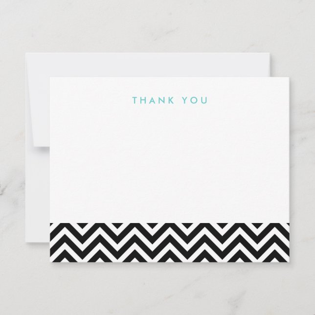 Black and White Simple Chevron Thank You Cards (Front)