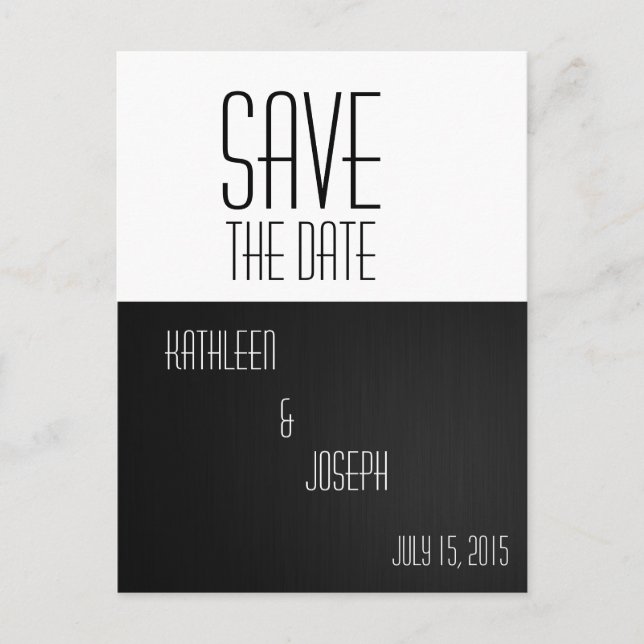 Black and White Simple Chic Save The Date Postcard (Front)