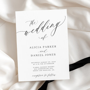 Black and white simple classic elegant wedding invitation