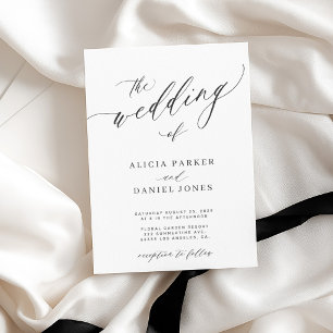 Black and white simple classic elegant wedding invitation