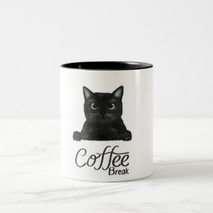 Black and White Simple Cute Coffee Break Mug
