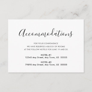 Black and White Simple Elegant Accommodations Enclosure Card
