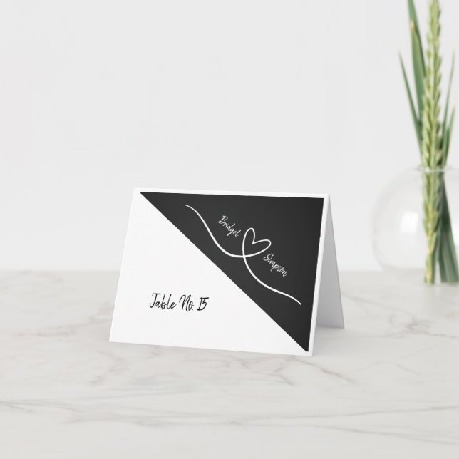 black and white simple elegant guest Seating Cards (Front)