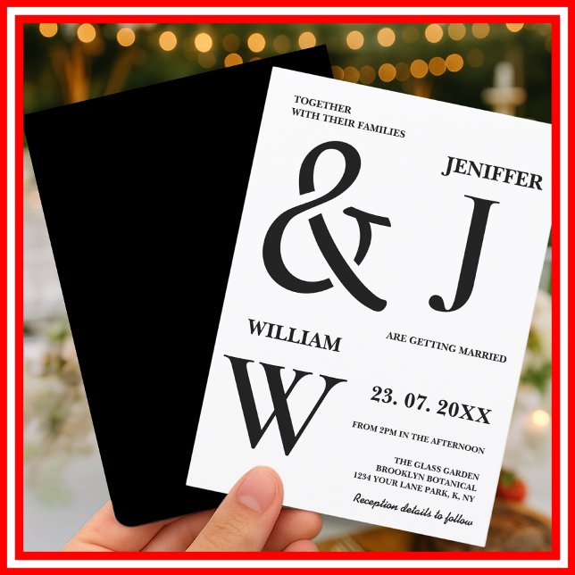 Black and White Simple Elegant Modern Wedding Invitation (Creator Uploaded)