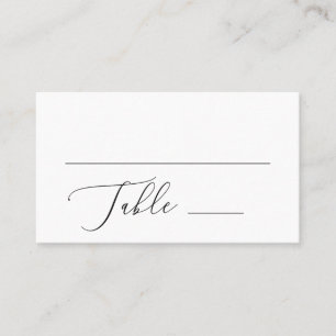 Black and white simple elegant script wedding place card