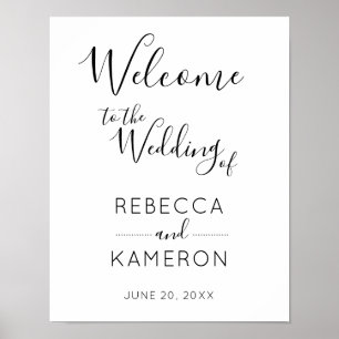Black and White Simple Elegant Wedding Welcome Poster