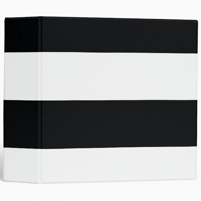 Black and White Simple Extra Wide Stripes Binder (Front/Spine)
