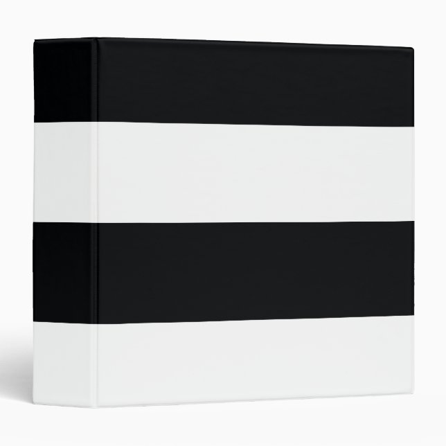 Black and White Simple Extra Wide Stripes Binder (Front/Spine)