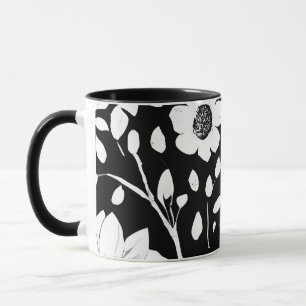 Black and White Simple Flower Seamless Pattern Mug