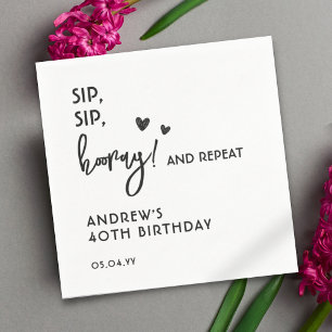 Black and White Simple Funny Adult 40th Birthday  Napkin