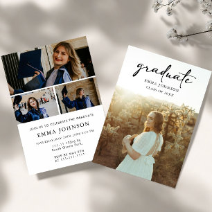 Black and white Simple Graduation Party Class 26  Invitation