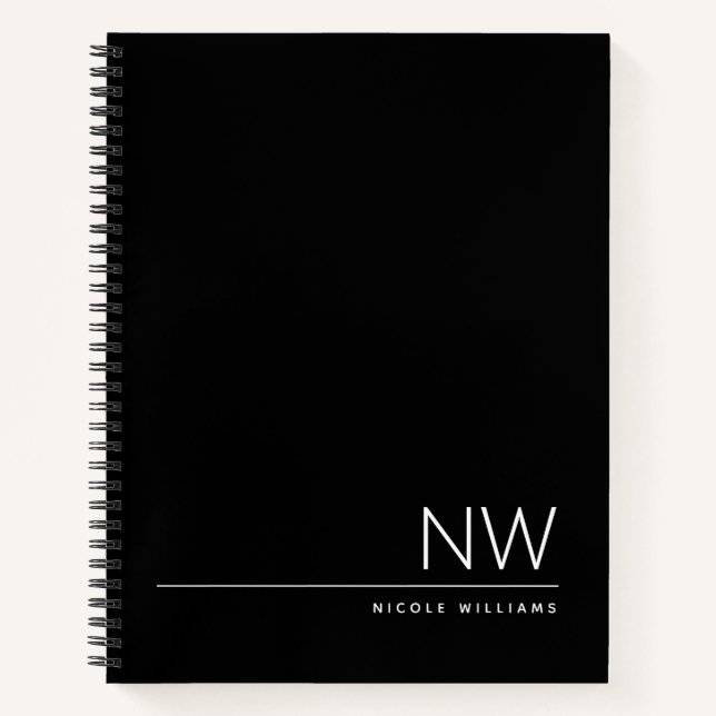 Black and White Simple Minimalist Design Notebook (Front)