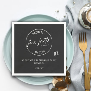Black and White Simple Modern Fun Facts Wedding  Napkin