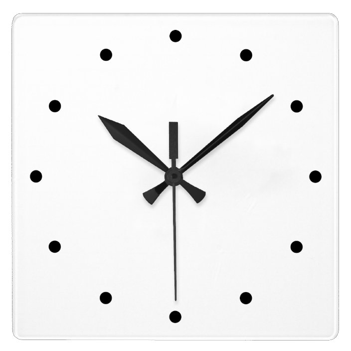 Black and White Simple Modern Minimalist Square Wall Clock Zazzle.ca