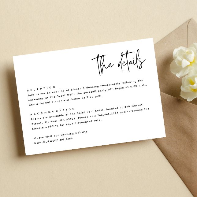 Black and White Simple Modern Minimalist Wedding Enclosure Card (Creator Uploaded)