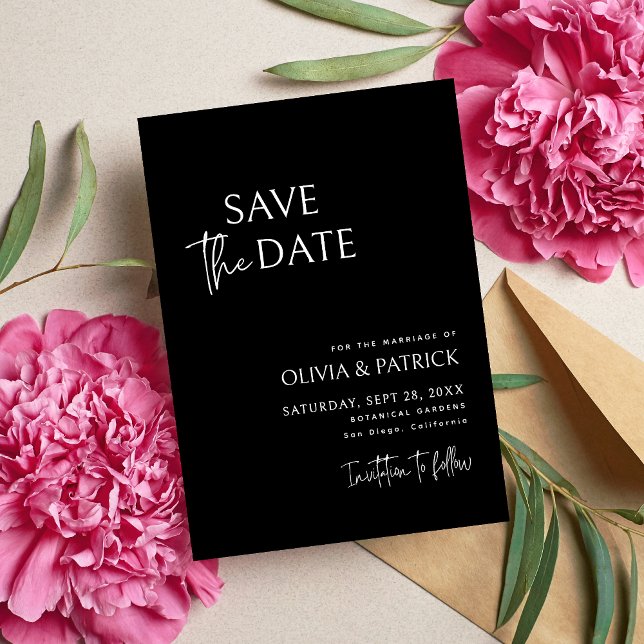 Black and White Simple Modern Minimalist Wedding Save The Date (Creator Uploaded)