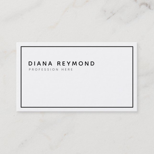 black and white simple modern professional minimal business card (Front)