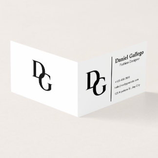 Black And White Simple Monogram Personal Folded 